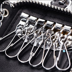 Leather Key Holder Wallets Keys Organizer Zipper Key Case Bag