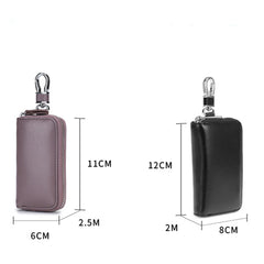 Leather Key Holder Wallets Keys Organizer Zipper Key Case Bag