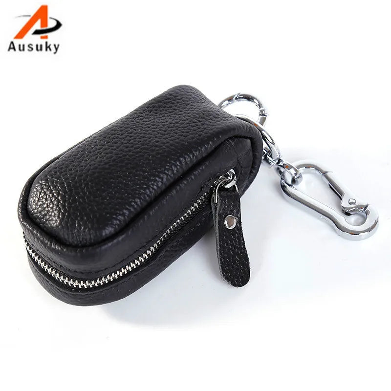 Vintage Leather Key Wallet Key Holder Zipper Key Case Bag