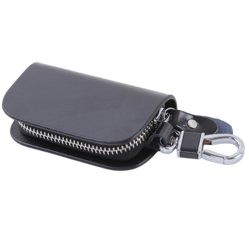 Leather Key Holder Organizer Zipper Key Case Bag