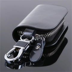 Leather Key Holder Organizer Zipper Key Case Bag