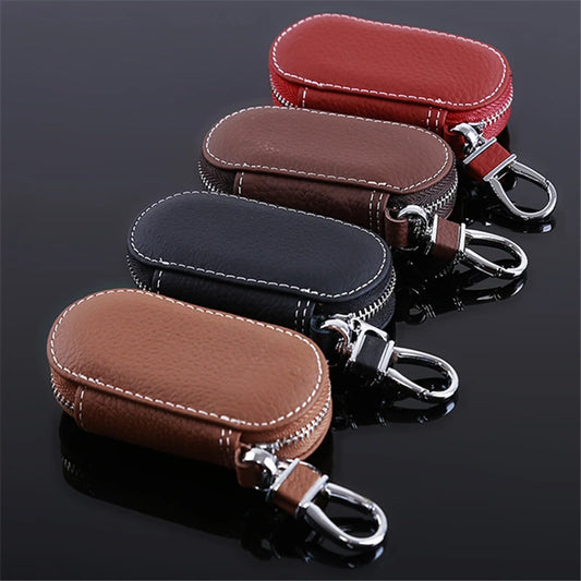 Leather Key Holder Zipper Case Organizer Wallets