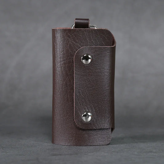 Leather Keychain Wallet Holder Car Key Bag Unisex Cover Solid Storage