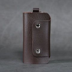 Leather Keychain Wallet Holder Car Key Bag Unisex Cover Solid Storage