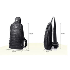 Men Crocodile Pattern Leather Chest Bag Crossbody Bags