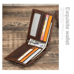 Men Leather Slim Wallet RFID Money Case Wallets with Airtag