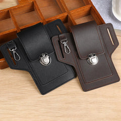 Men Leather Waist Bag Large Capacity Multi-layer Buckle Box Bag