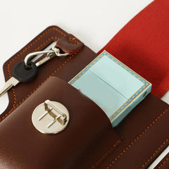 Men Leather Waist Bag Large Capacity Multi-layer Buckle Box Bag