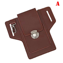 Men Leather Waist Bag Large Capacity Multi-layer Buckle Bum Packs