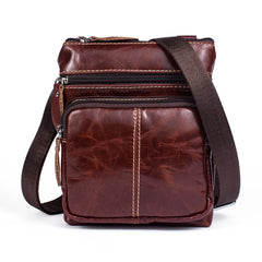Men Leather Waist Bag Retro Business Casual Shoulder Messenger Bag