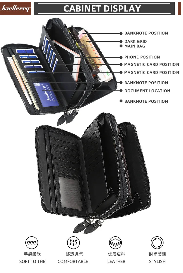 Men Long Purse Men Wallets Men Clutch Wallets Business Large Capacity High Male