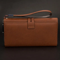 Men Leather Business Long Wallet Clutch Mobile Phone Bag