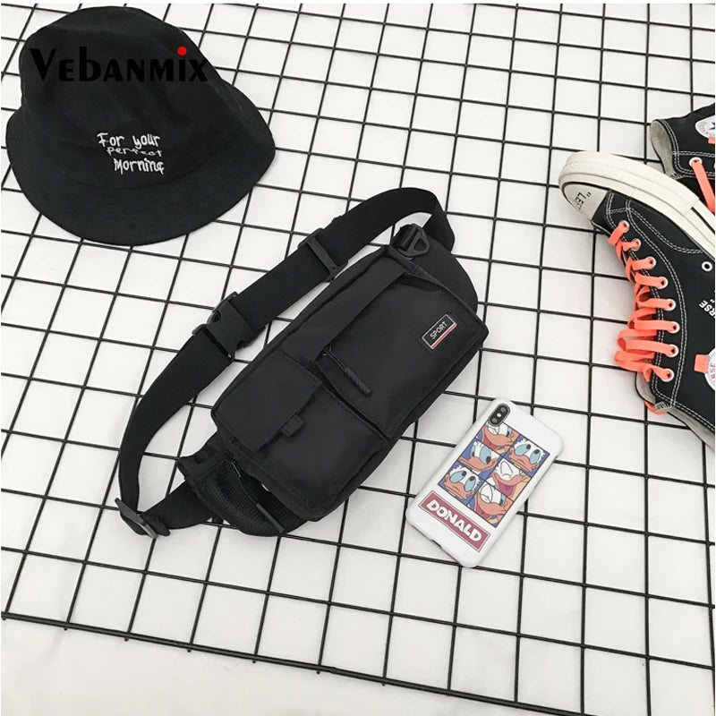 Men Casual Oxford Waist Fanny Pack Money Belt Bag Pouch