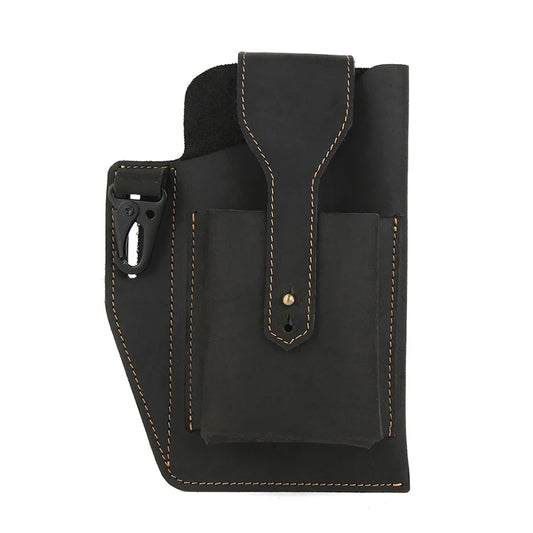Men Multi-Function Leather Fanny Waist Bag Sports Belt Bum Pouch