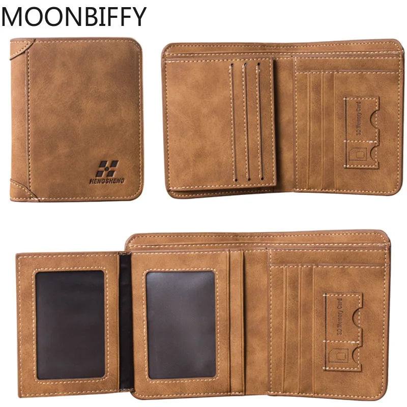 Men Wallet Short Frosted Leather Retro Two Fold Wallet