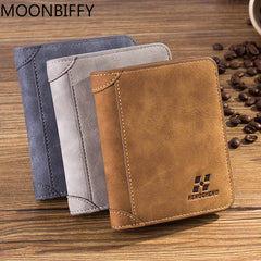 Men Wallet Short Frosted Leather Retro Two Fold Wallet