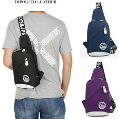 Men Nylon Sport Sling Shoulder Small Bag Chest Pack Backpack USB Charging