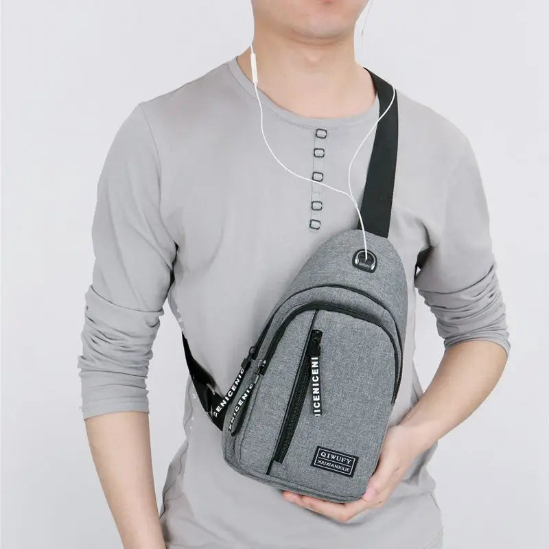 One Shoulder Backpack Sling Bag USB Boys Cycling Sports Travel Bag