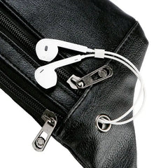 Men PU Leather Belt Fanny Pack Bum Waist Pouch Zip Bag