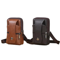Men PU Leather Fanny Waist Bag Classic Texture Belt Bum Pouch Purse