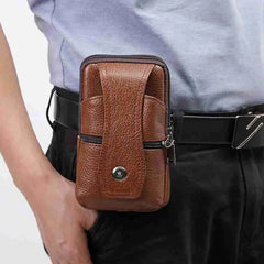 Men PU Leather Fanny Waist Bag Classic Texture Business Casual Phone Bag