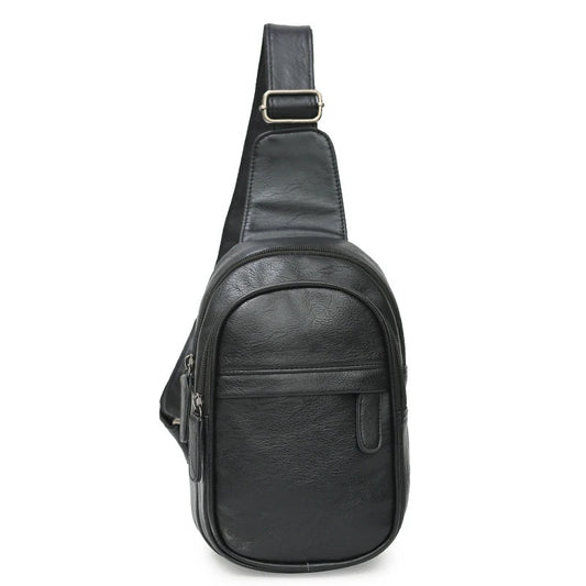 Men PU Leather Chest Bag Satchel Pack CrossBody Messenger Shoulder Bag