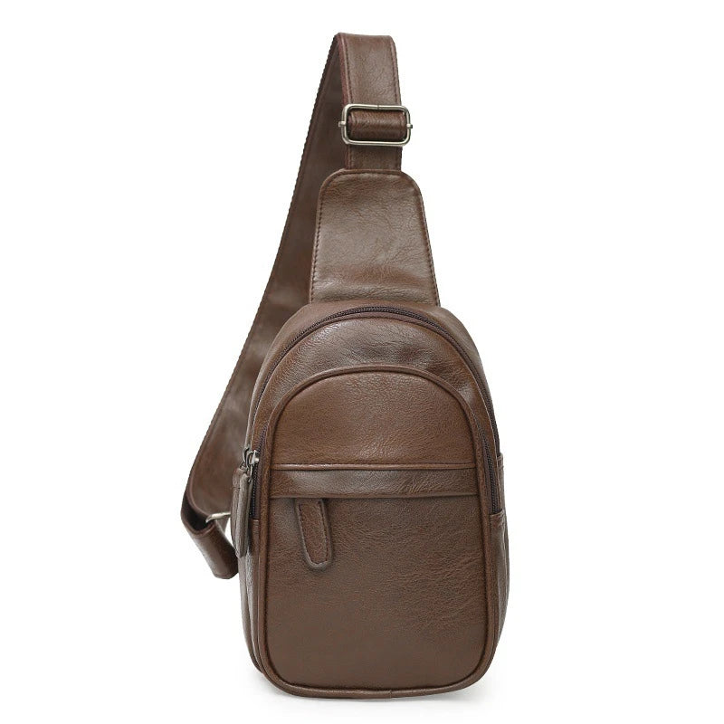 Men PU Leather Chest Bag Satchel Pack CrossBody Messenger Shoulder Bag