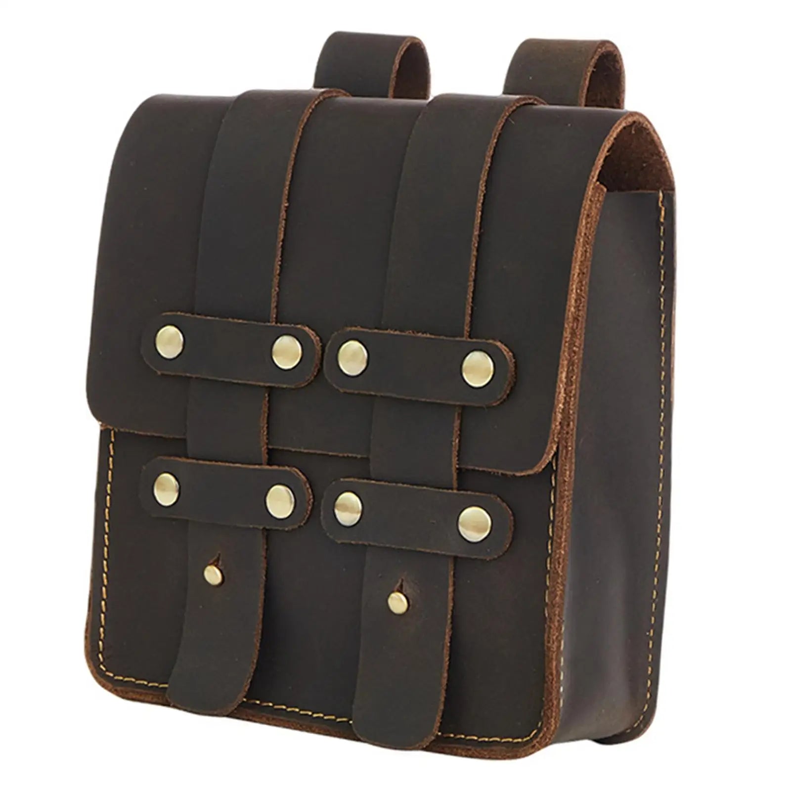 Medieval Style Dark Brown Phone Case PU Leather Fanny Pack