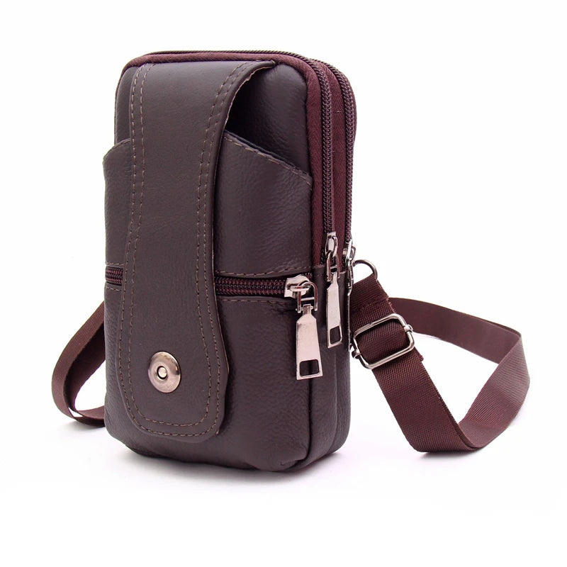 Men Pu Leather Fanny Waist Bag Classic Texture Business Solid Mobile Phone Belt