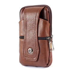Men Pu Leather Fanny Waist Bag Classic Texture Business Solid Mobile Phone Belt