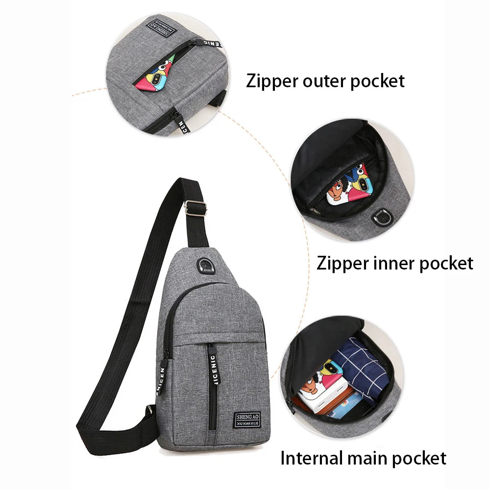 Canvas Shoulder Bag Crossbody Chest Pack Daily Messenger Fanny Pack