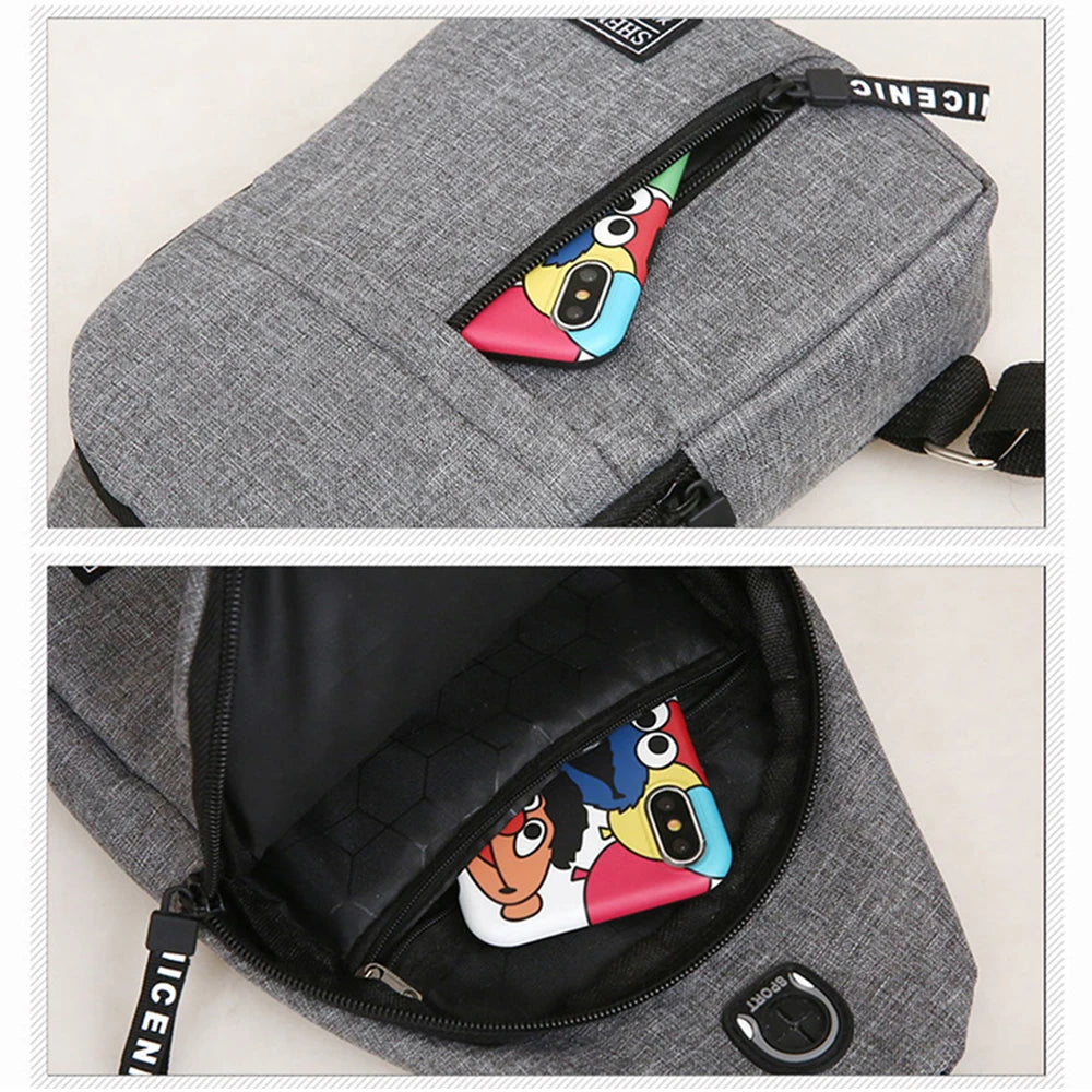 Canvas Shoulder Bag Crossbody Chest Pack Daily Messenger Fanny Pack