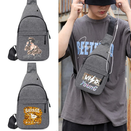 Men Shoulder Chest Pack Canvas Sling Bag Outdoor Sport