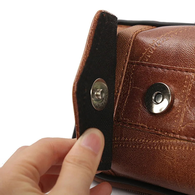 Men PU Leather Waist Packs Phone Pouch Bags Large Capacity Zipper Pourse