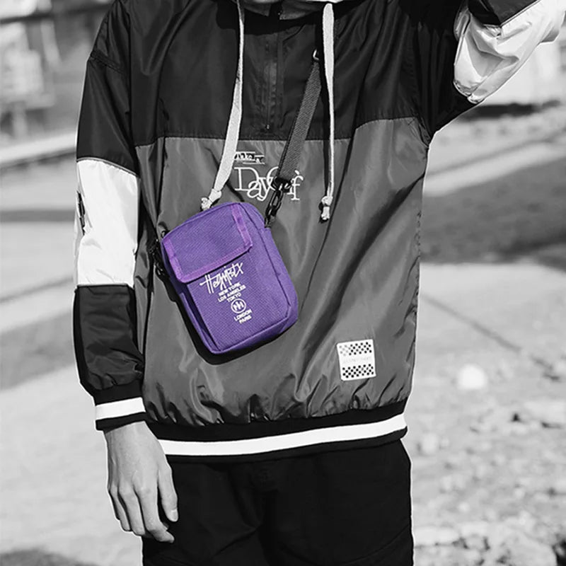 Men Sling Bag Mini Crossbody Bag Phone Purse Boy Canvas Messenger 030261