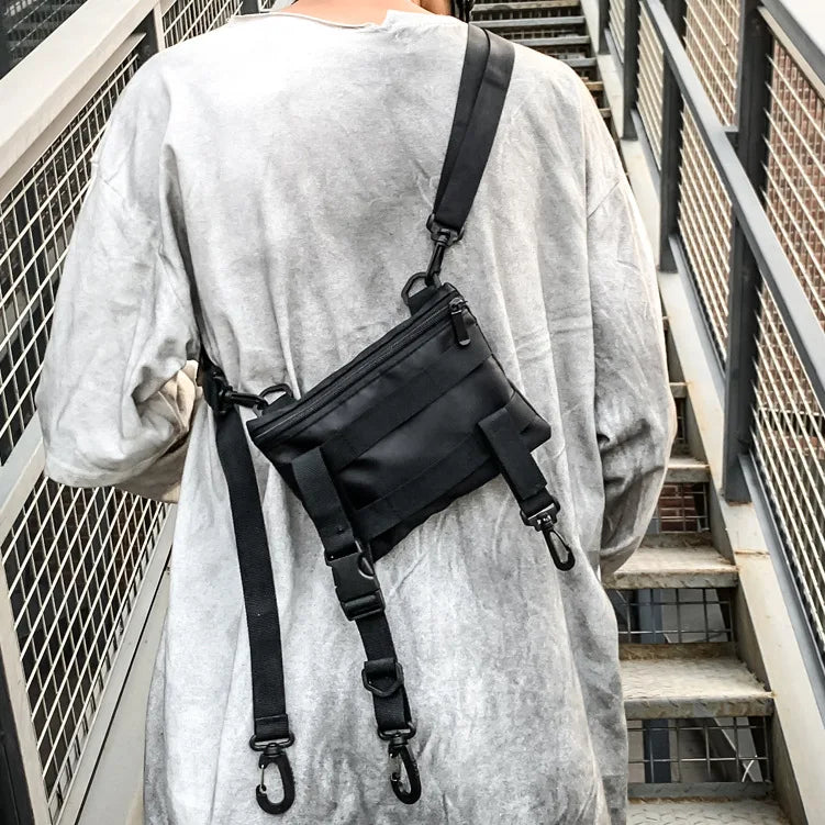 Men Small Square Shoulder Bag Mini Hip Hop Style Casual Crossbody Bag