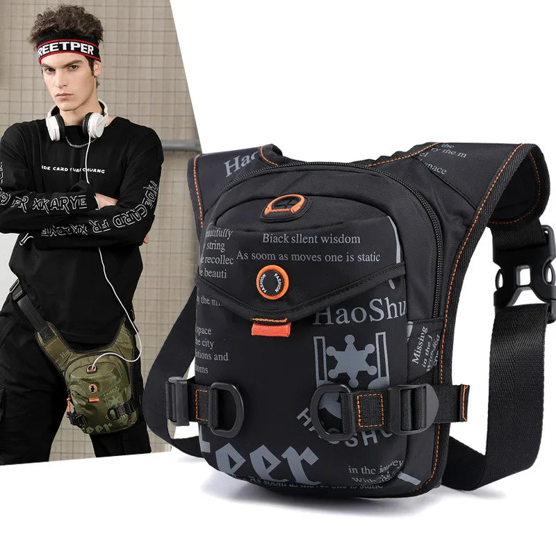 Men Sports Chest Bag Nylon Drop Leg Bags Hip Bum Belt Bag Waist Fanny Pack