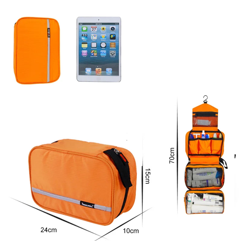 Waterproof Outdoor Toiletry Bag Orange Wash Pouch Travel Organizer