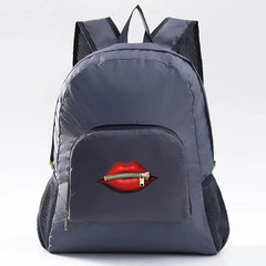 Foldable Backpack Mouth Print Travel Bag - Outdoor Sport Climbing Organizer