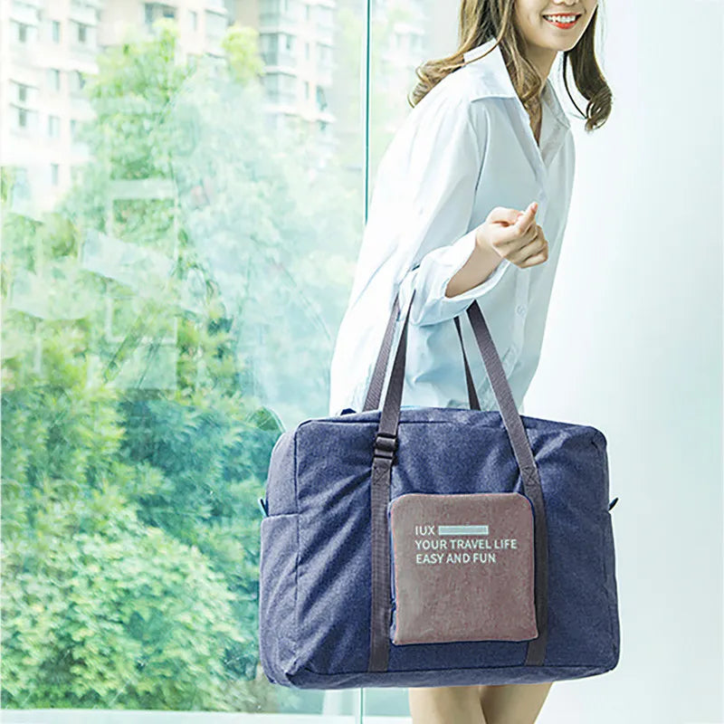 Waterproof Nylon Folding Laptop Bag Large Capacity Bag Luggage Travel Bags