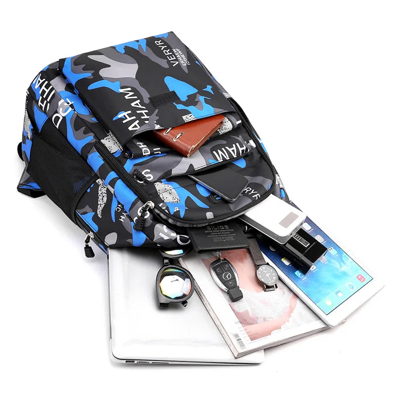Camouflage Travel Laptop Backpack for Teenage Boys