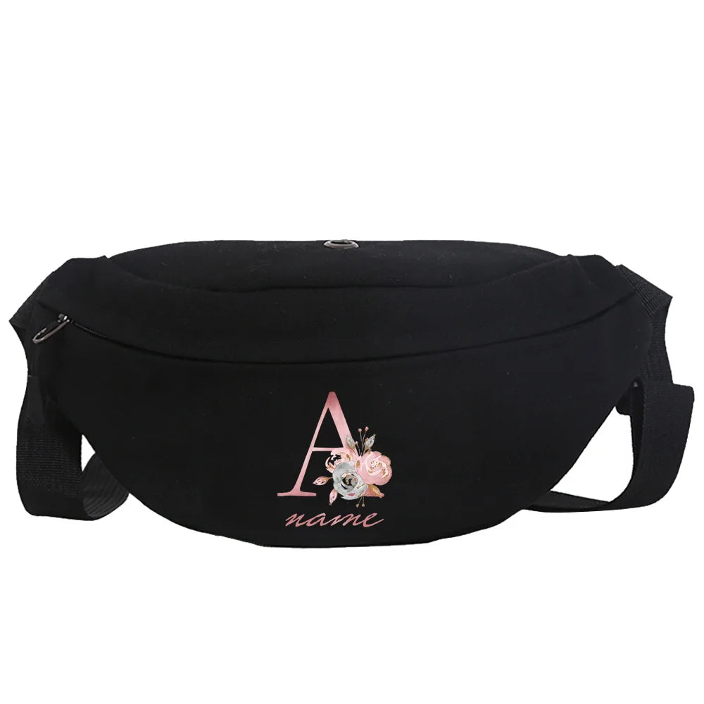 Personalized Name Waist Bag Phone Belt Pouch Fanny Pack Letter Print