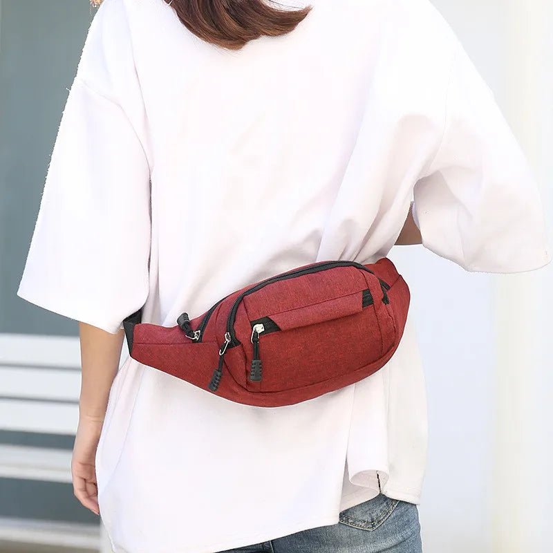 Men Waist Bag Large Phone Belt Pouch Canvas Travel Motorcycle Fanny Bag