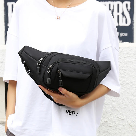 Men Waist Bag Pack Large Phone Belt Bag Pouch Canvas Travel Motorcycle Bag