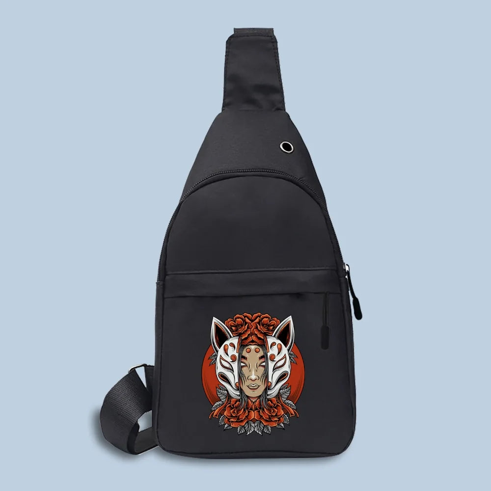 Canvas Mask Print Waist Pack Large Phone Belt Bag