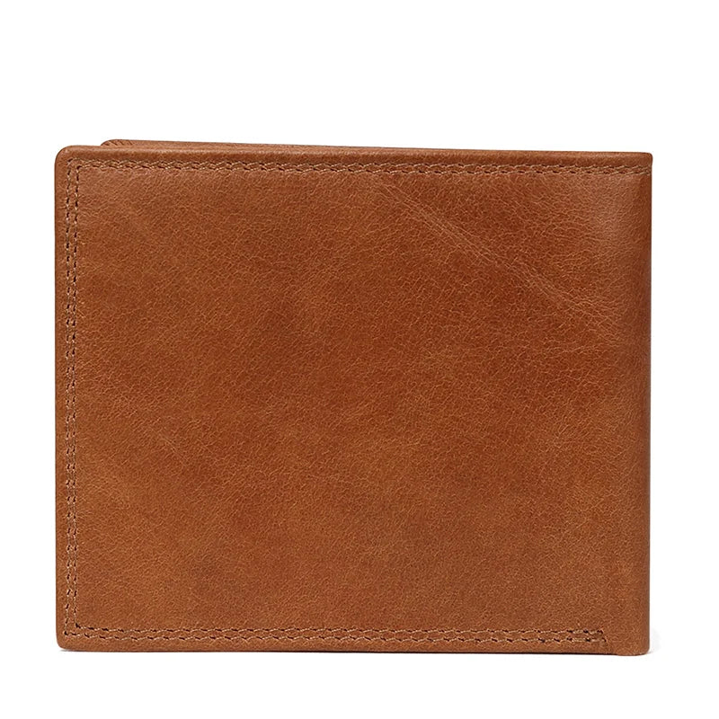Men Short Bifold Leather Wallet with Coin Pocket