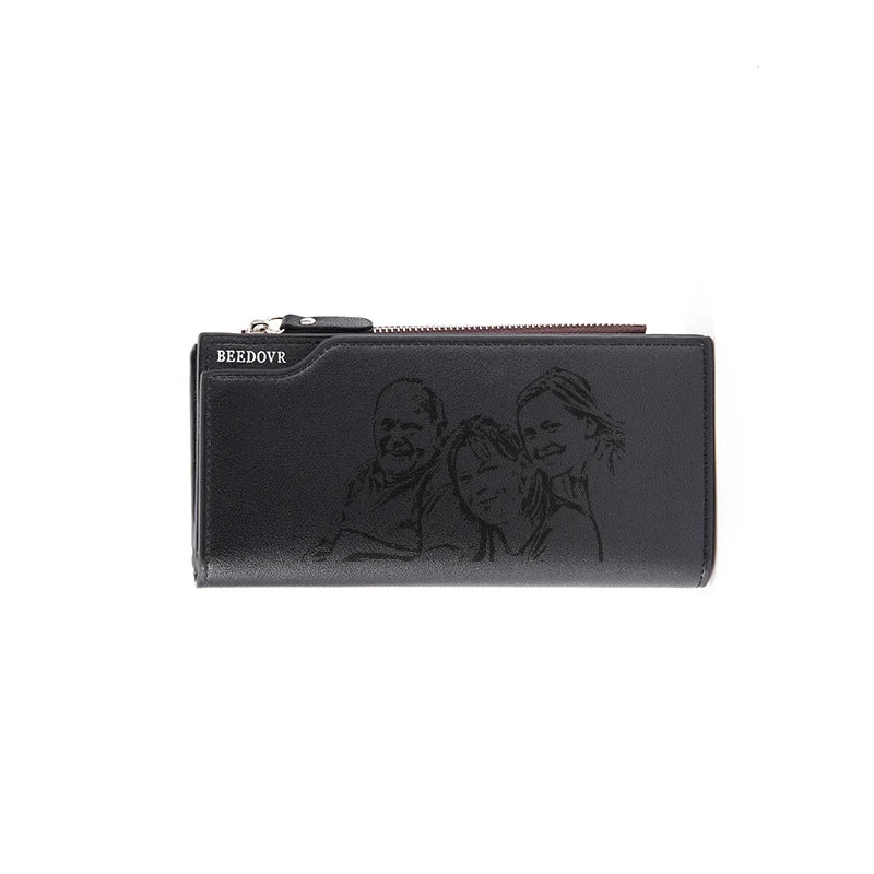 Personalized Men's PU Leather Wallet with Laser Engraved Name