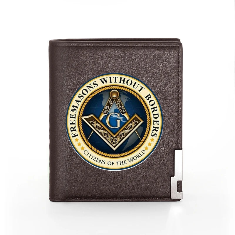 Leather Freemasons Wallet Slim Credit Card/ID Holders Money Bag