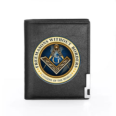 Leather Freemasons Wallet Slim Credit Card/ID Holders Money Bag