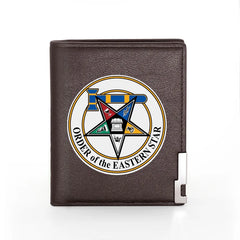 Order Of The Eastern Star Leather Wallet Slim Credit Card Holders Money Bag